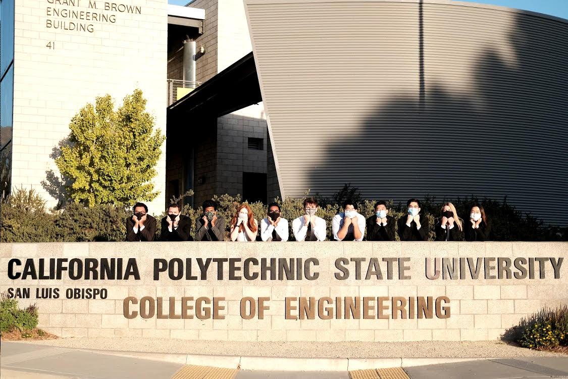 Theta Tau members gathered outside the Cal Poly College of Engineering